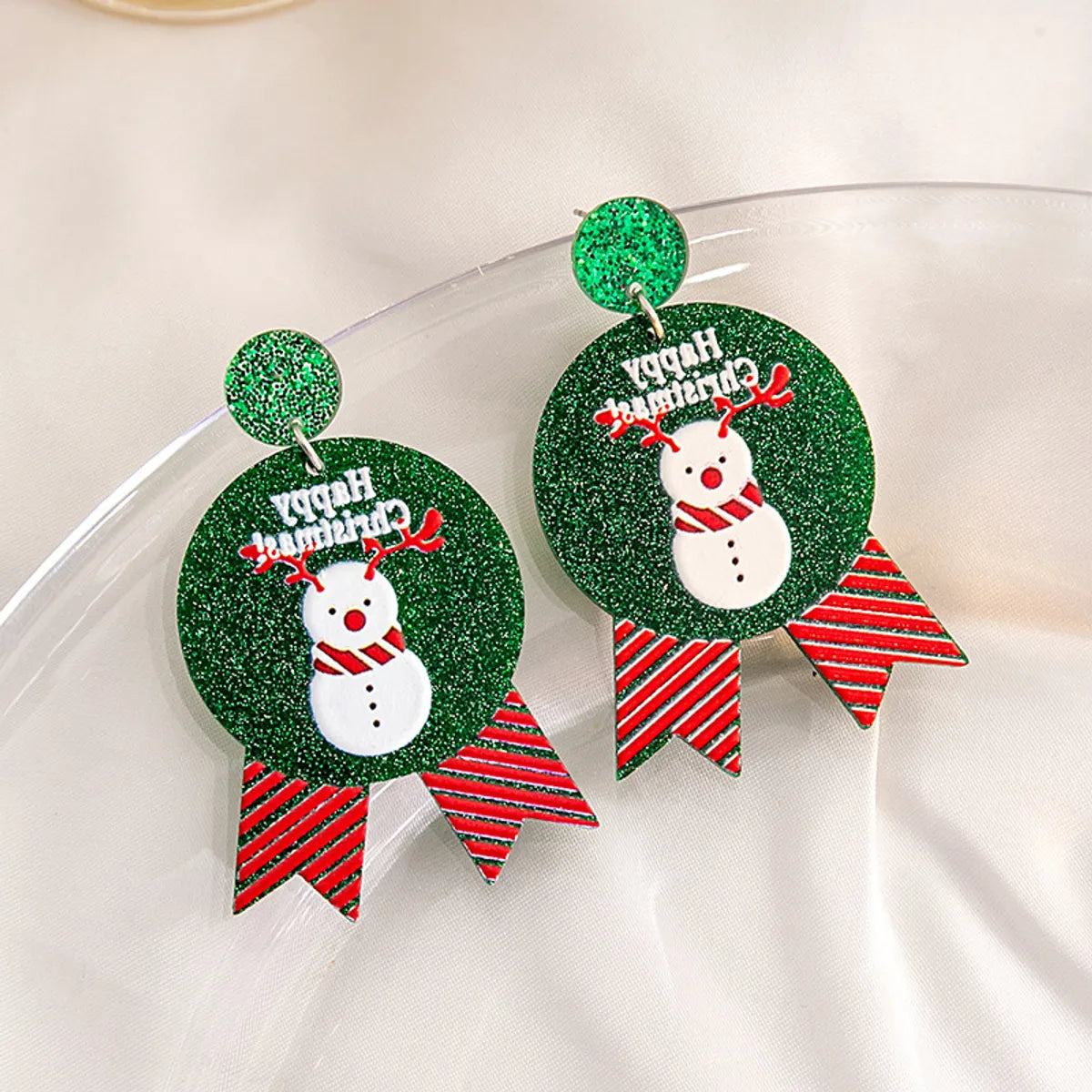 1 Pair Cartoon Style Christmas Tree Plating Arylic Drop Earrings