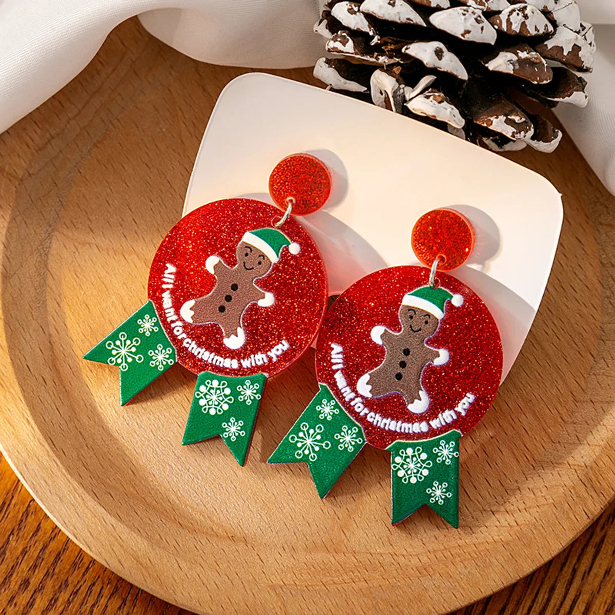 1 Pair Cartoon Style Christmas Tree Plating Arylic Drop Earrings