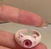 Wholesale Jewelry Cartoon Style Cute Eye Alloy Glass Plating Inlay Open Ring
