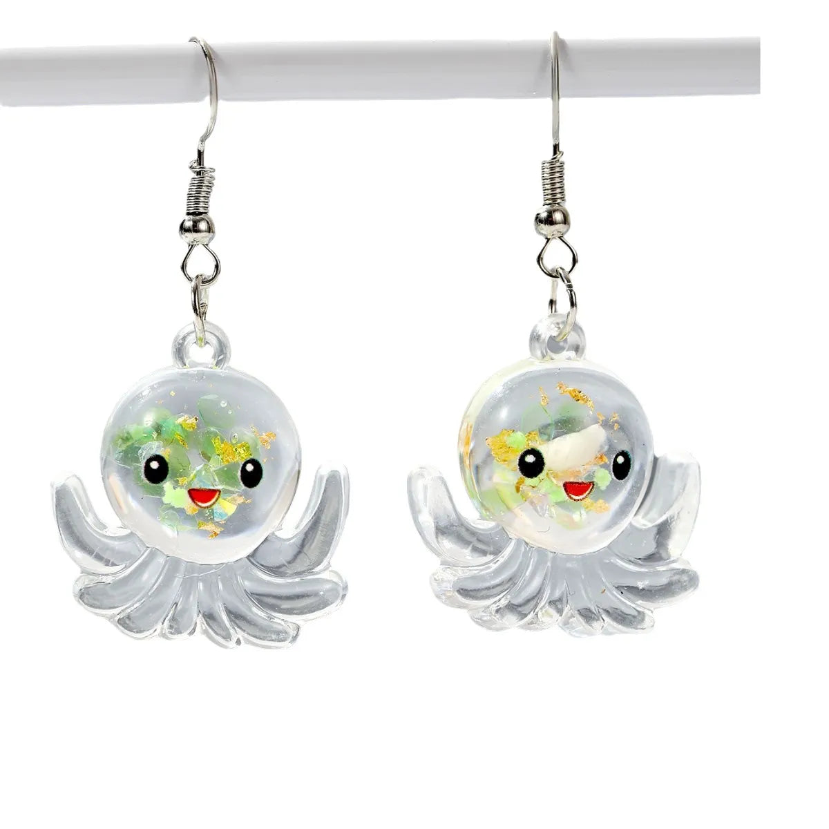 Wholesale Jewelry Cartoon Style Cute Octopus Plastic Resin Luminous Transparent Drop Earrings