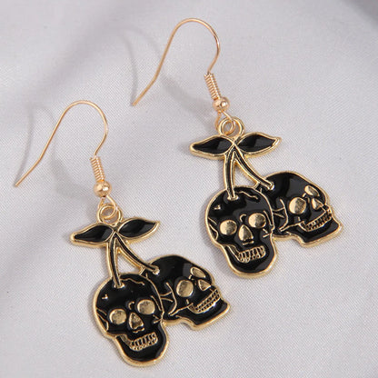 1 Pair Cartoon Style Funny Skull Alloy Drop Earrings