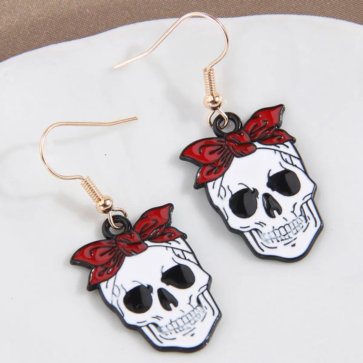 1 Pair Cartoon Style Funny Skull Alloy Drop Earrings