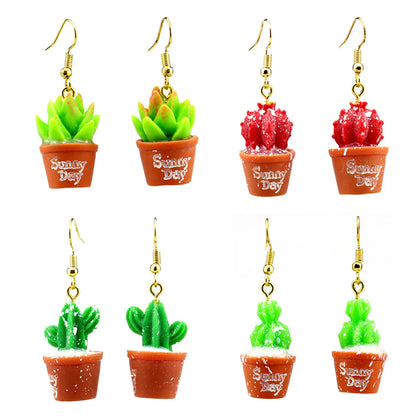 Wholesale Jewelry Cartoon Style Plant Resin Drop Earrings