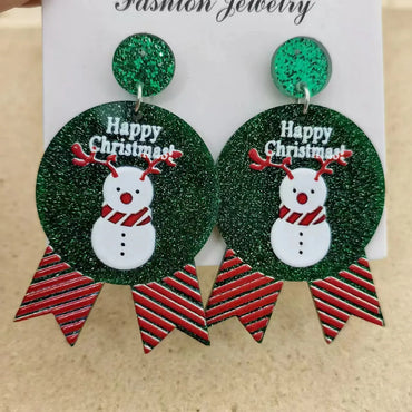 Wholesale Jewelry Cartoon Style Snowman Arylic Drop Earrings