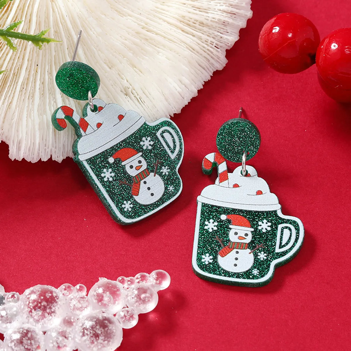 1 Pair Cartoon Style Snowman Painted Arylic Drop Earrings