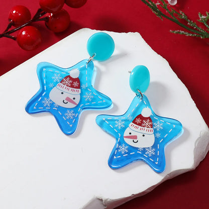 Wholesale Jewelry Cartoon Style Snowman Arylic Painted Drop Earrings