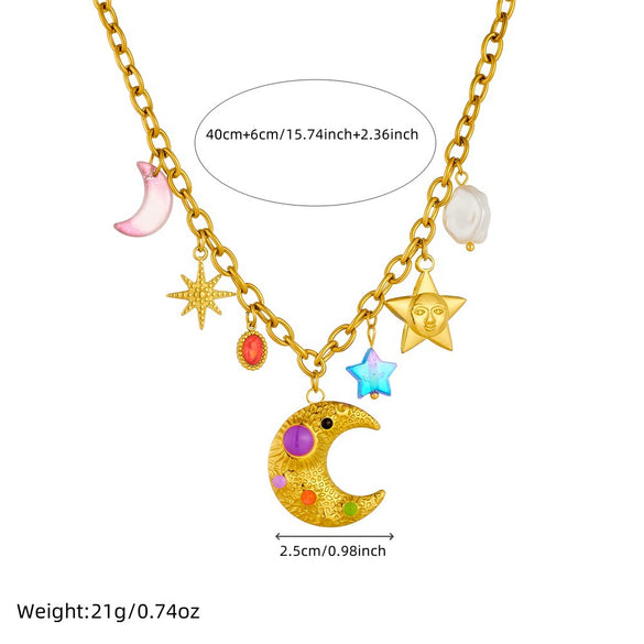 Wholesale Jewelry Cartoon Style Star Stainless Steel Gold Plated Ochain Pendant Necklace