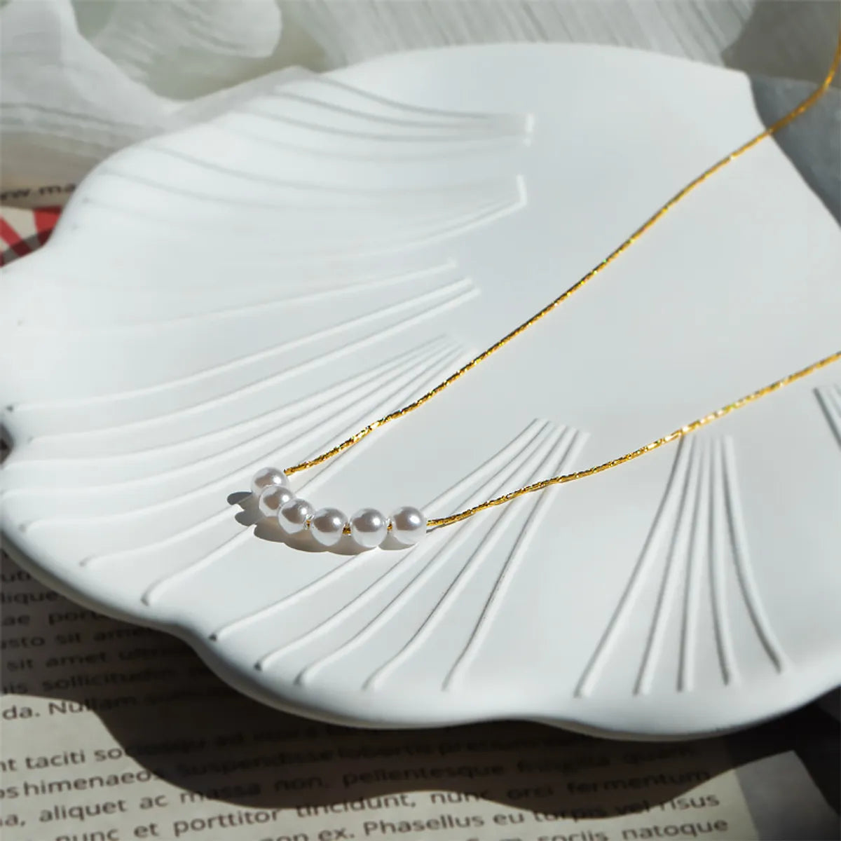 Wholesale Jewelry Casual Basic Commute Pearl 304 Stainless Steel Imitation Pearl 18K Gold Plated Beaded Necklace