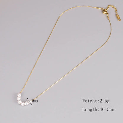 Wholesale Jewelry Casual Basic Commute Pearl 304 Stainless Steel Imitation Pearl 18K Gold Plated Beaded Necklace