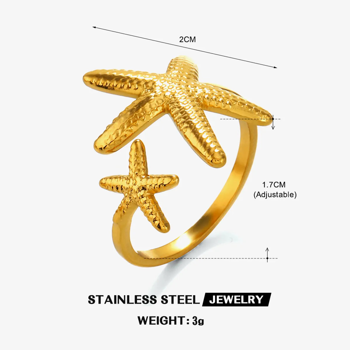 Wholesale Jewelry Casual Beach Starfish Shell 304 Stainless Steel Artificial Pearls Zircon 18K Gold Plated Polishing Inlay Rings Earrings