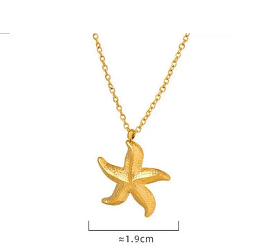 Wholesale Jewelry Casual Beach Starfish Titanium Steel 18K Gold Plated Plating Pendant Necklace