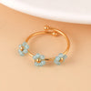 Wholesale Jewelry Casual Bohemian Flower 304 Stainless Steel 14K Gold Plated Beaded Open Rings