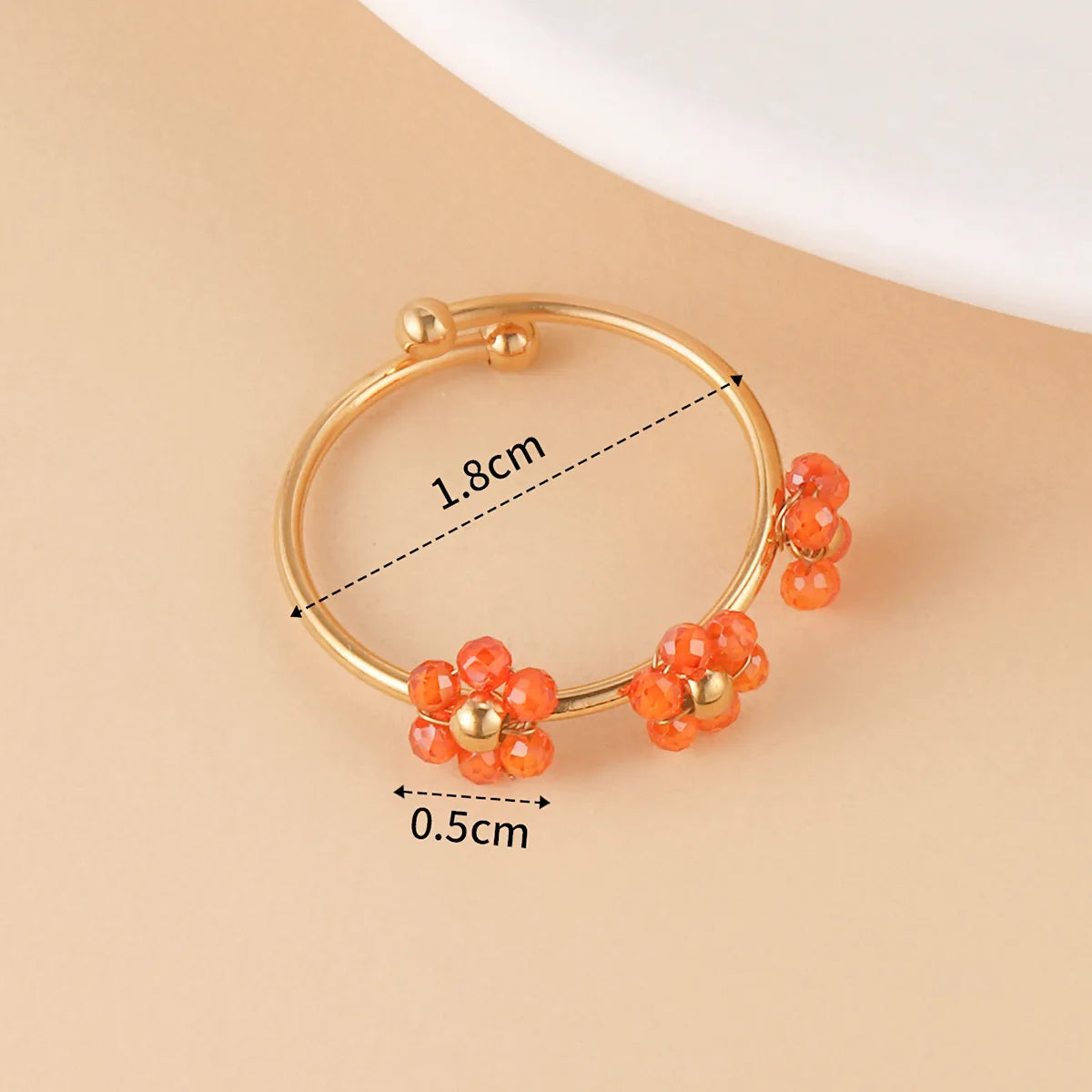 Wholesale Jewelry Casual Bohemian Flower 304 Stainless Steel 14K Gold Plated Beaded Open Rings