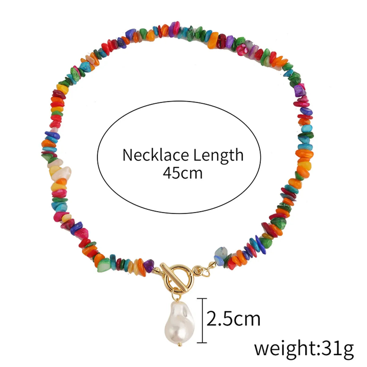 Wholesale Jewelry Casual Bohemian Simple Style Geometric Plastic Natural Stone Gravel Toggle Beaded Pendant Necklace