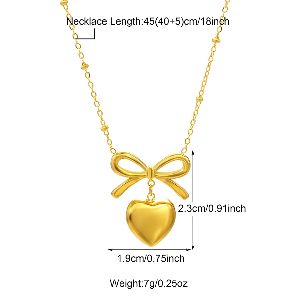 Wholesale Jewelry Casual Bow Knot 304 Stainless Steel 18K Gold Plated Plating Pendant Necklace