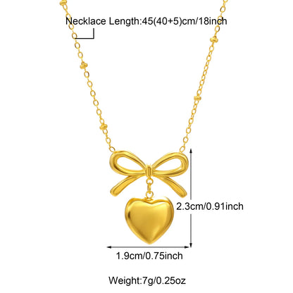 Wholesale Jewelry Casual Bow Knot 304 Stainless Steel 18K Gold Plated Plating Pendant Necklace