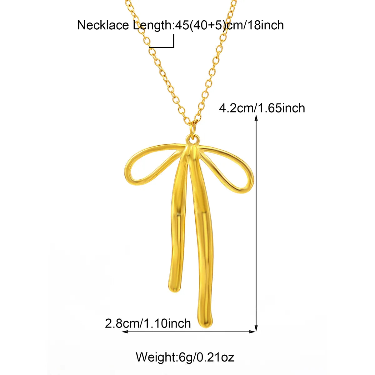 Wholesale Jewelry Casual Bow Knot 304 Stainless Steel 18K Gold Plated Plating Pendant Necklace