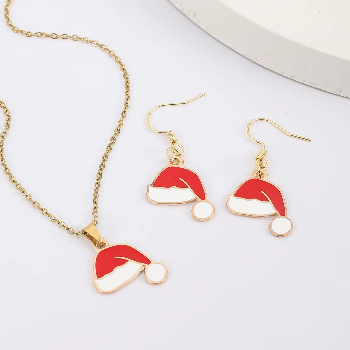 Wholesale Jewelry Casual Cartoon Style Cute Christmas Hat Christmas Tree 304 Stainless Steel Jewelry Set