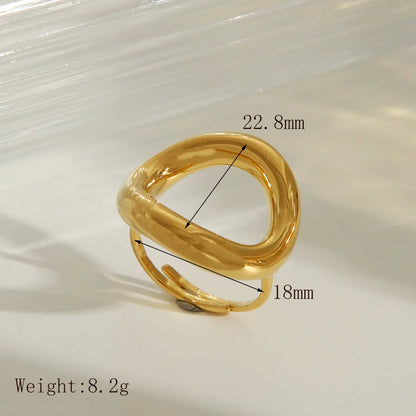 Wholesale Jewelry Casual Classic Style Solid Color 304 Stainless Steel 18K Gold Plated Hollow Out Rings