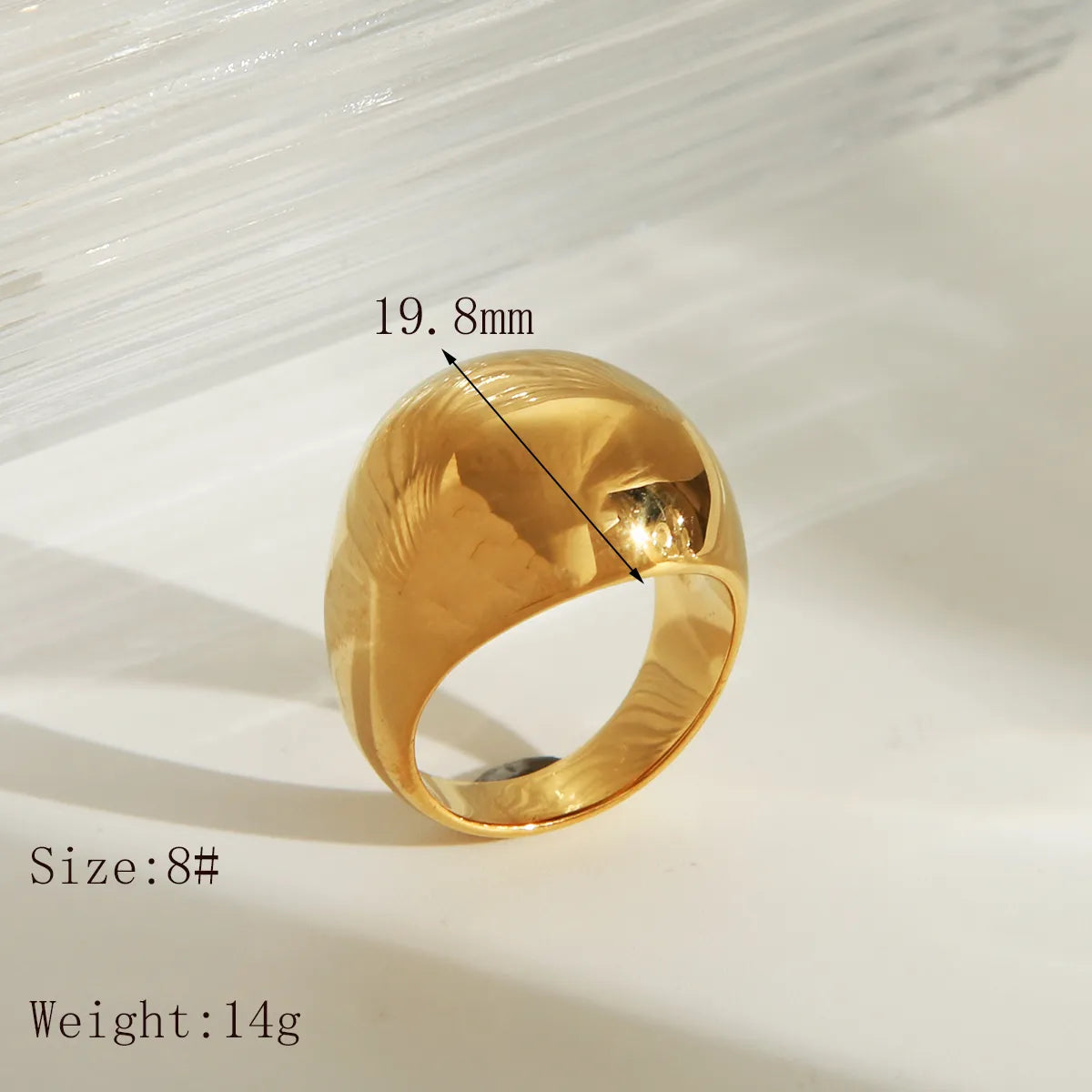 Wholesale Jewelry Casual Classic Style Solid Color 304 Stainless Steel 18K Gold Plated Rings