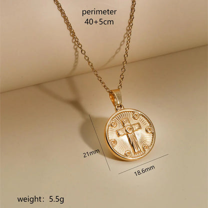 Wholesale Jewelry Casual Classical Simple Style Cross 304 Stainless Steel 18K Gold Plated Plating Pendant Necklace