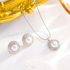 Wholesale Jewelry Casual Classical Simple Style Round 304 Stainless Steel Artificial Pearls 18K Gold Plated Inlay Earrings Necklace
