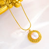 Wholesale Jewelry Casual Classical Simple Style Round 304 Stainless Steel Artificial Pearls 18K Gold Plated Inlay Earrings Necklace