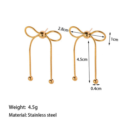 Wholesale Jewelry Casual Commute Bow Knot 304 Stainless Steel 18K Gold Plated Polishing Plating Earrings Necklace Jewelry Set