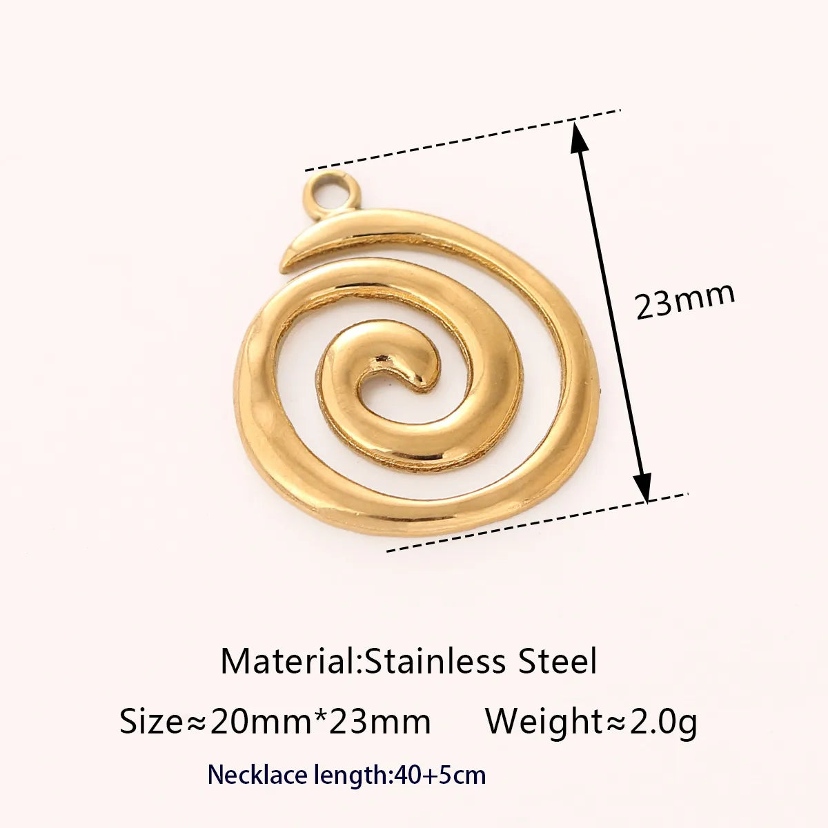 Wholesale Jewelry Casual Cute Classic Style Solid Color Spiral 304 Stainless Steel 18K Gold Plated Pendant Necklace