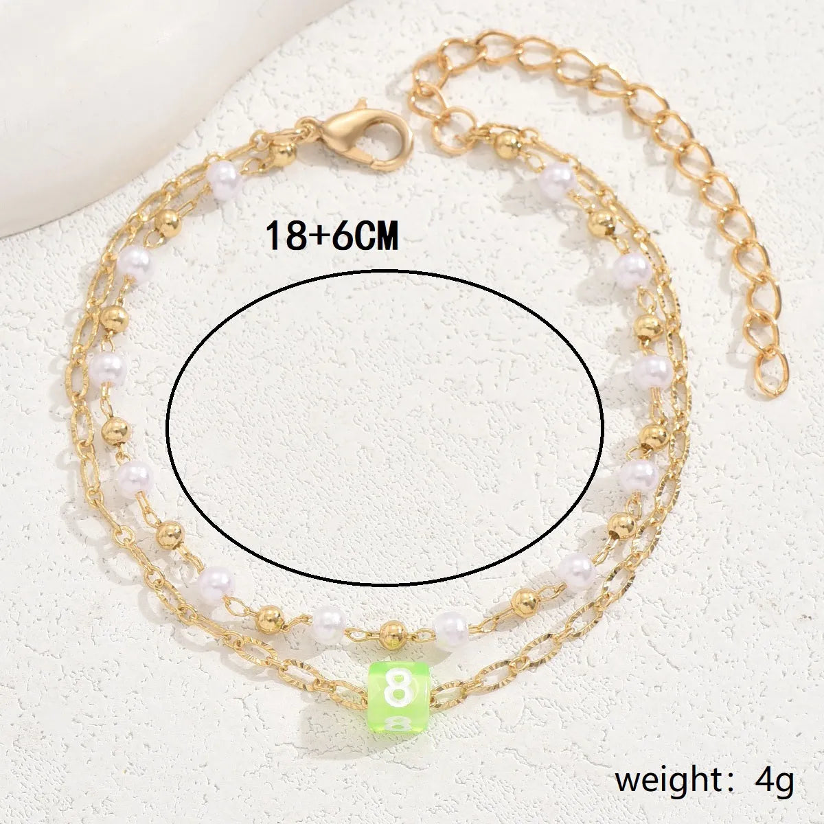 Wholesale Jewelry Casual Cute Simple Style Number Infinity Starfish Plastic Iron 18K Gold Plated Layered Anklet