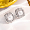 Wholesale Jewelry Casual Cute Simple Style Square 304 Stainless Steel Artificial Pearls 18K Gold Plated Inlay Jewelry Set