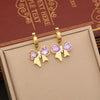 Wholesale Jewelry Casual Elegant Bow Knot 304 Stainless Steel Glass 18K Gold Plated Pearl Bracelets Earrings Necklace