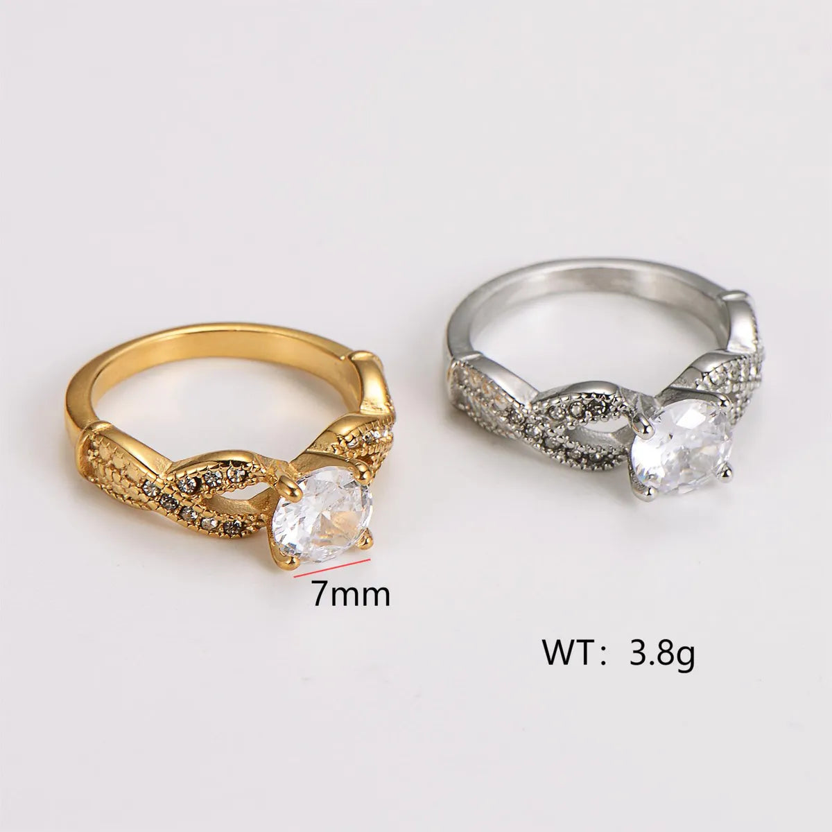 Wholesale Jewelry Casual Elegant Classic Style Heart Shape 304 Stainless Steel Rhinestones Zircon 18K Gold Plated Inlay Rings