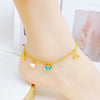 Wholesale Jewelry Casual Elegant Cute Heart Shape Butterfly 304 Stainless Steel Acrylic Imitation Pearl Zircon 18K Gold Plated Plating Inlay Anklet