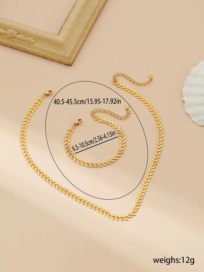 Wholesale Jewelry Casual Elegant Grain 304 Stainless Steel 18K Gold Plated Jewelry Set