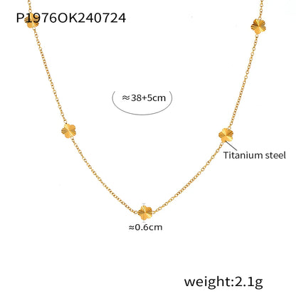 Wholesale Jewelry Casual Elegant Modern Style Flower Titanium Steel 18K Gold Plated Plating Necklace