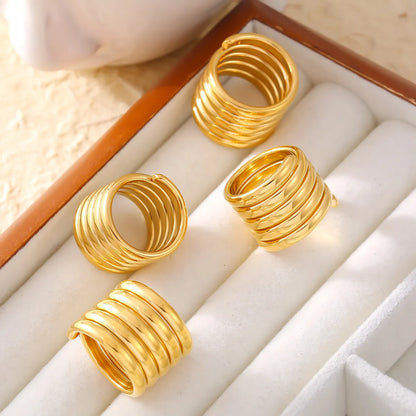 Wholesale Jewelry Casual Elegant Modern Style Geometric 304 Stainless Steel 18K Gold Plated Plating Rings