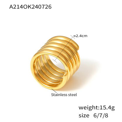 Wholesale Jewelry Casual Elegant Modern Style Geometric 304 Stainless Steel 18K Gold Plated Plating Rings