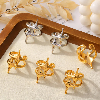 Wholesale Jewelry Casual Elegant Modern Style Star Titanium Steel 18K Gold Plated Plating Open Rings