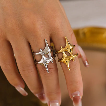 Wholesale Jewelry Casual Elegant Modern Style Star Titanium Steel 18K Gold Plated Plating Open Rings