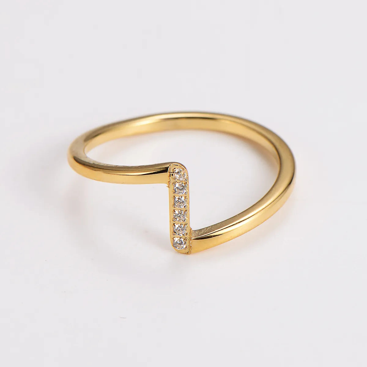 Wholesale Jewelry Casual Elegant Modern Style Waves 304 Stainless Steel Zircon Inlay Rings