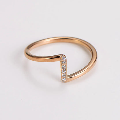 Wholesale Jewelry Casual Elegant Modern Style Waves 304 Stainless Steel Zircon Inlay Rings