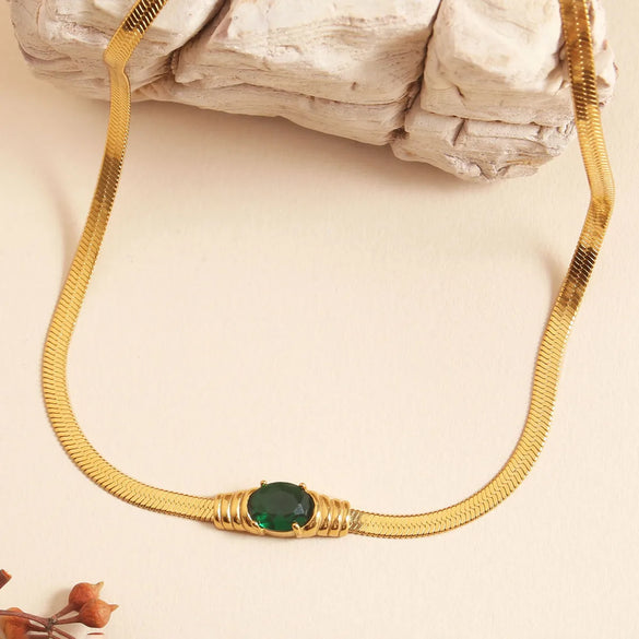 Wholesale Jewelry Casual Elegant Simple Style Oval 304 Stainless Steel Zircon 18K Gold Plated Inlay Bracelets Necklace