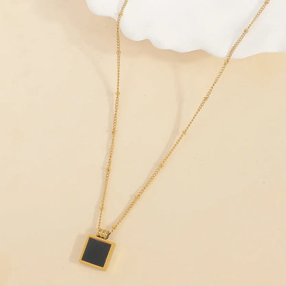 Wholesale Jewelry Casual Elegant Square 304 Stainless Steel 18K Gold Plated Plating Pendant Necklace