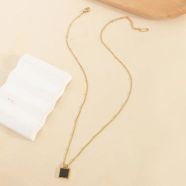 Wholesale Jewelry Casual Elegant Square 304 Stainless Steel 18K Gold Plated Plating Pendant Necklace