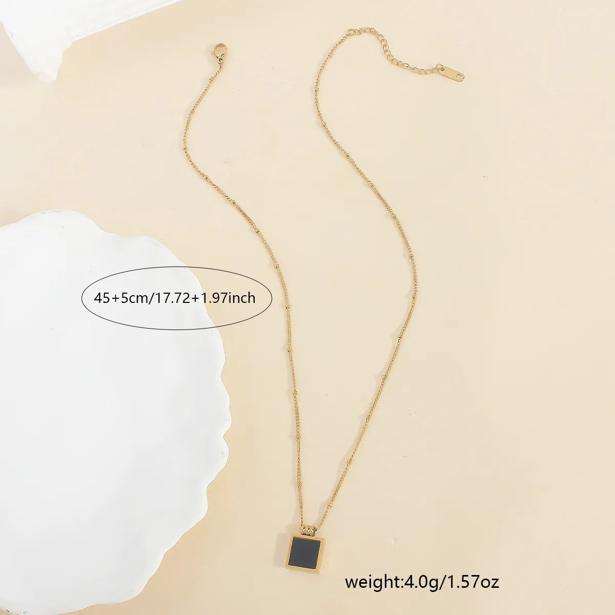 Wholesale Jewelry Casual Elegant Square 304 Stainless Steel 18K Gold Plated Plating Pendant Necklace