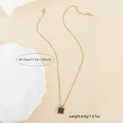 Wholesale Jewelry Casual Elegant Square 304 Stainless Steel 18K Gold Plated Plating Pendant Necklace