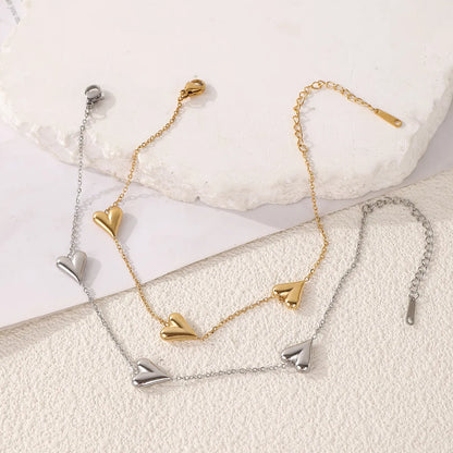 Wholesale Jewelry Casual Elegant Vacation Heart Shape 304 Stainless Steel 18K Gold Plated Plating Anklet