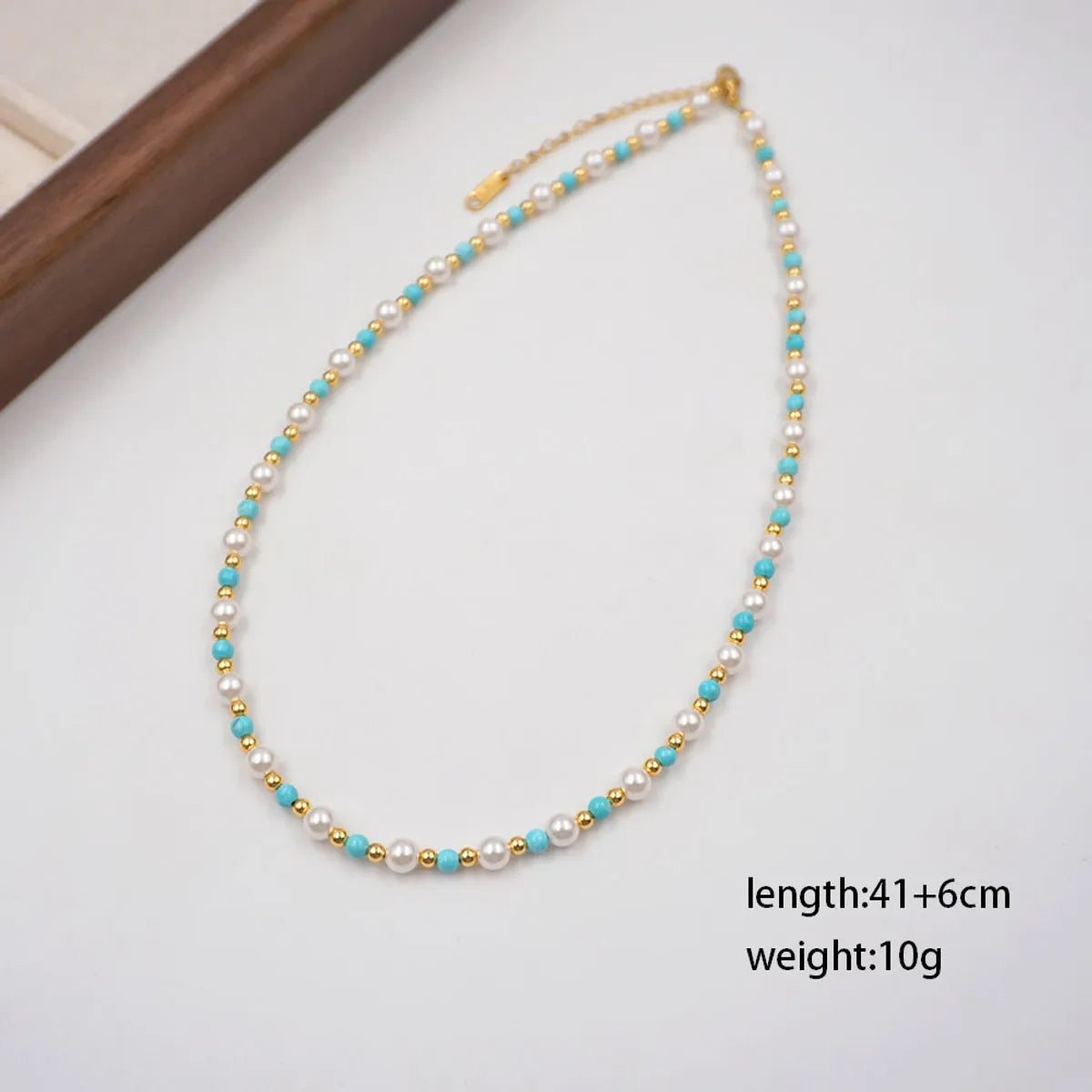 Wholesale Jewelry Casual Elegant Vacation Round 304 Stainless Steel Imitation Pearl Turquoise Beaded Bracelets Necklace