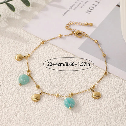 Wholesale Jewelry Casual Elegant Vacation Scallop Shell 304 Stainless Steel 18K Gold Plated Plating Anklet